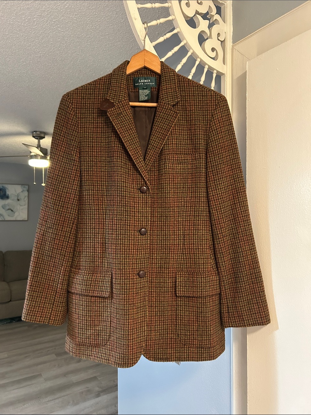 Vintage Lauren Ralph Lauren Equestrian Wool Blazer Women’s Size 14 Elbow Patch - Picture 4 of 10